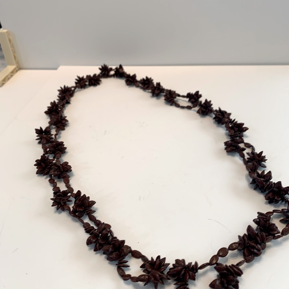 Vintage 1970 Appleseed Long Necklace Brown